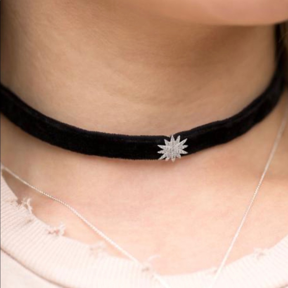 Star Black Velvet Choker Necklace
